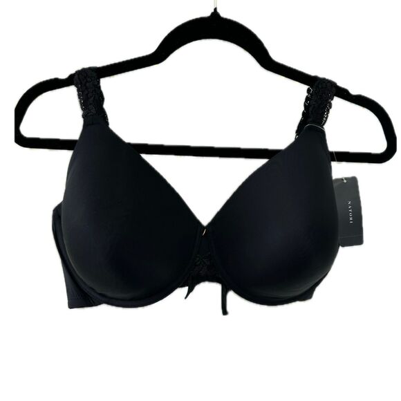 NWT Natori 736037 Black Lace Trim Adjustable Straps Full Coverage Bra 36DDD - Picture 1 of 6